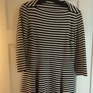 Kate Spade Black and White Striped Long Sleeve Dress